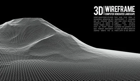 Abstract vector landscape background. Cyberspace landscape grid. 3d technology Stock Illustration