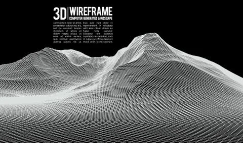 Abstract vector landscape background. Cyberspace landscape grid. 3d technology Stock Illustration