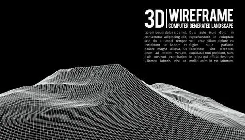 Abstract vector landscape background. Cyberspace landscape grid. 3d technology Illustrazione stock