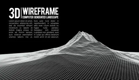 Abstract vector landscape background. Cyberspace landscape grid. 3d technology Illustrazione stock