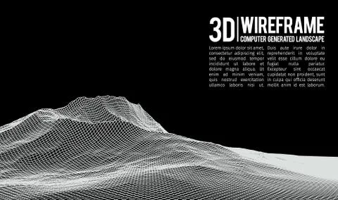 Abstract vector landscape background. Cyberspace landscape grid. 3d technology Stock Illustration