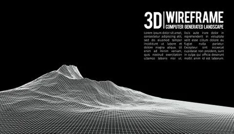 Abstract vector landscape background. Cyberspace landscape grid. 3d technology Stock Illustration