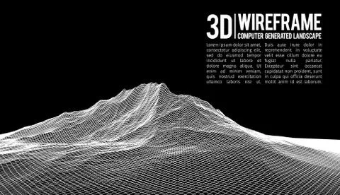 Abstract vector landscape background. Cyberspace landscape grid. 3d technology Illustrazione stock