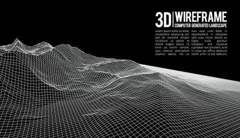 Abstract vector landscape background. Cyberspace landscape grid. 3d technology Stock Illustration