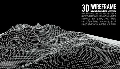 Abstract vector landscape background. Cyberspace landscape grid. 3d technology Stock Illustration