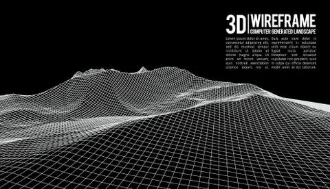 Abstract vector landscape background. Cyberspace landscape grid. 3d technology Stock Illustration