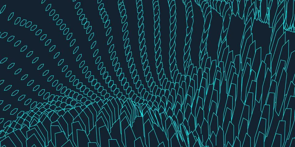 Abstract vector landscape background. Cyberspace grid. 3d technology vector Stock Illustration