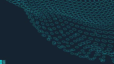 Abstract vector landscape background. Cyberspace grid. 3d technology vector Stock Illustration