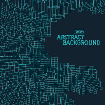 Abstract vector landscape background. Cyberspace grid. 3d technology vector Stock Illustration