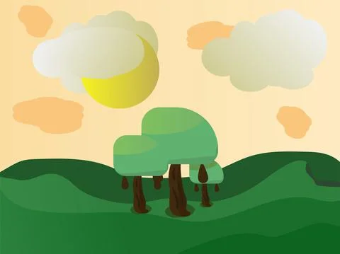 Abstract vector landscape Stock Illustration