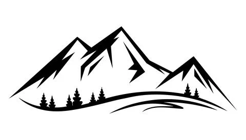 Abstract vector landscape nature or outdoor mountain view silhouette Stock Illustration