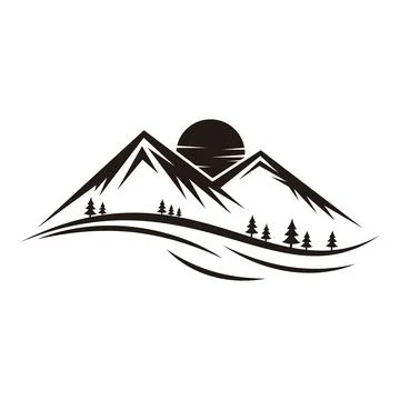 Abstract vector landscape nature or outdoor mountain view silhouette Stock Illustration
