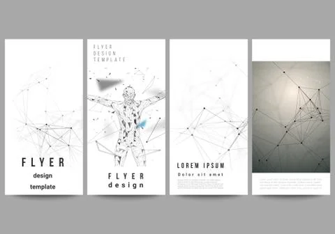 The abstract vector layout of four modern vertical banners, flyers design Stock Illustration