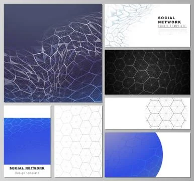 Abstract vector layouts of modern social network mockups in popular formats Illustrazione stock