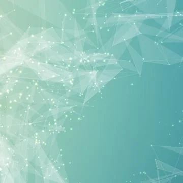 Abstract vector light blue mesh background. Chaotically connected points and  Illustrazione stock