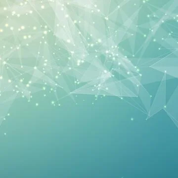 Abstract vector light blue mesh background. Chaotically connected points and  Illustrazione stock