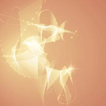 Abstract vector light orange polygonal mesh background. Futuristic technology Stock Illustration