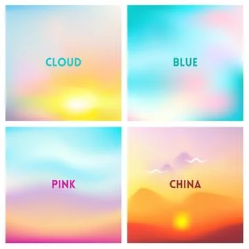 Abstract vector light pink blurred background set. 4 colors set Stock Illustration
