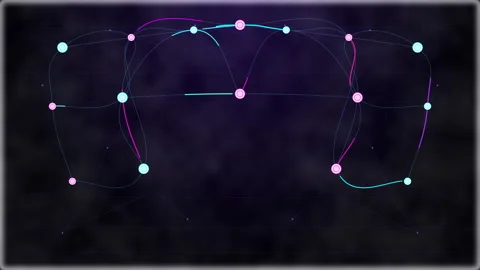 Abstract vector line art with glowing nodes and digital connection pattern Stock Footage 347940062