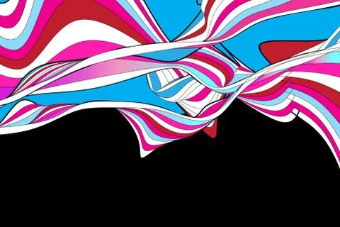 Abstract vector linear waves on a dark background Stock Illustration