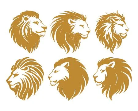 Abstract Vector Lion with Crown Logo Design Template Stock Illustration