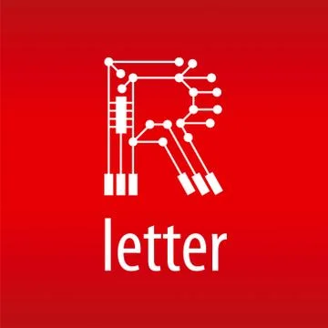 Abstract vector logo letter R in the form of a chip 库存插图