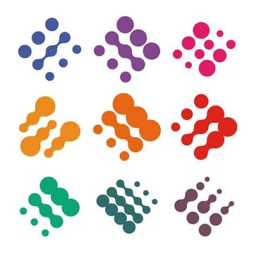 Abstract vector logo set from dots. Colorful technology nano chip logotype 스톡 일러스트