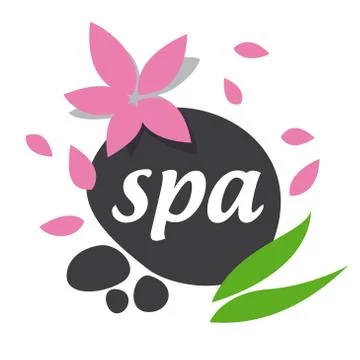 Abstract vector logo stones and leaves for spa salon Illustrazione stock