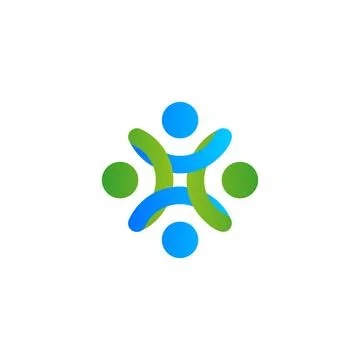 Abstract vector logo, stylized people, human help and cohesion Stock Illustration