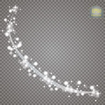 Abstract vector magic glow star light effect with neon blur curved lines Stock Illustration