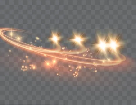 Abstract vector magic glow star light effect with neon blur curved lines Stock Illustration