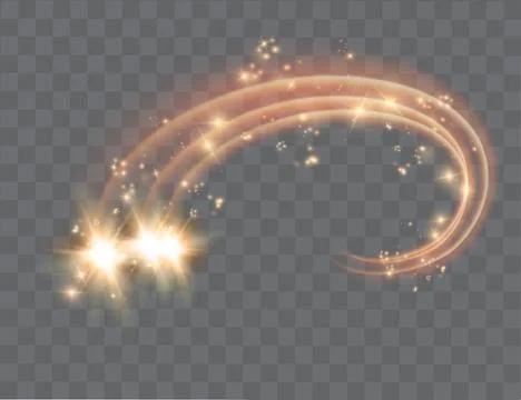 Abstract vector magic glow star light effect with neon blur curved lines Stock Illustration