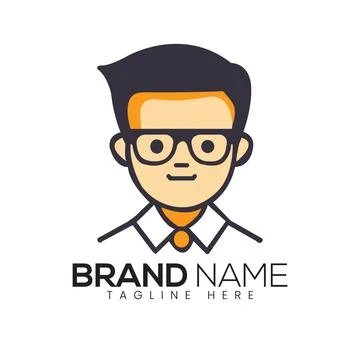 Abstract Vector Man with Glasses Icon or Logo Design Template Ilustração Stock