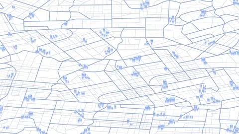 Abstract vector map of 3d buildings. Abstract navigation plan of urban area. Ilustração Stock