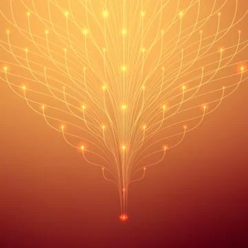 Abstract vector mesh background. Bioluminescence of tentacles. Futuristic sty Stock Illustration
