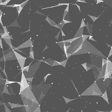 Abstract vector mesh background. Chaotically connected points and polygons fl Stock Illustration