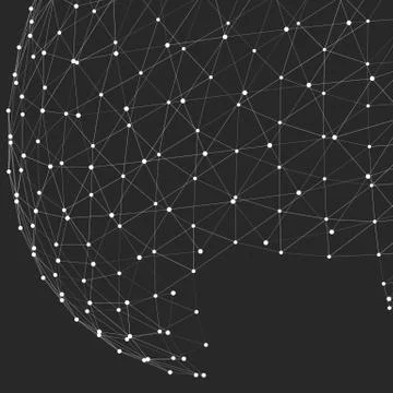 Abstract vector mesh background. Chaotically connected points and polygons fl Stock Illustration
