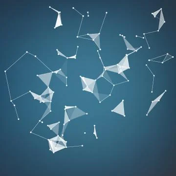 Abstract vector mesh background. Chaotically connected points and polygons fl Illustrazione stock