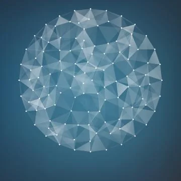 Abstract vector mesh background. Chaotically connected points and polygons fl Stock Illustration