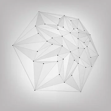Abstract vector mesh background. Chaotically connected points and polygons fl Stock Illustration
