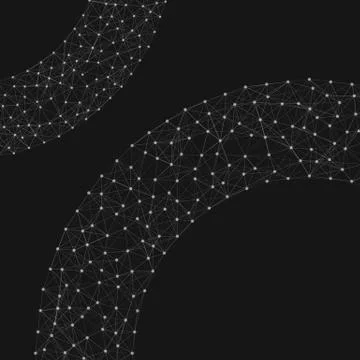 Abstract vector mesh background. Chaotically connected points and polygons fl Illustrazione stock