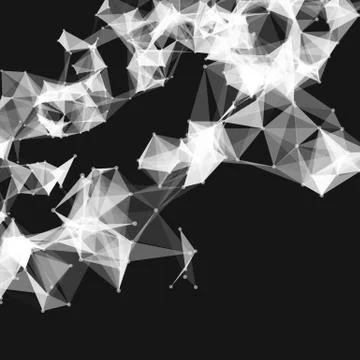 Abstract vector mesh background. Chaotically connected points and polygons fl Illustrazione stock
