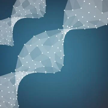 Abstract vector mesh background. Chaotically connected points and polygons fl Stock Illustration