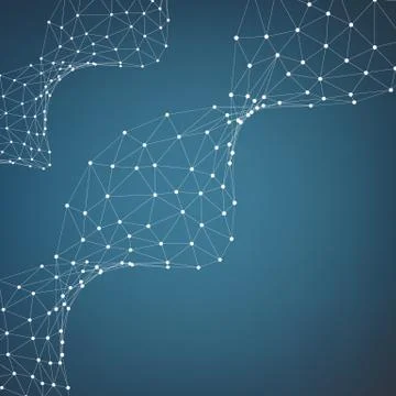 Abstract vector mesh background. Chaotically connected points and polygons fl Stock Illustration