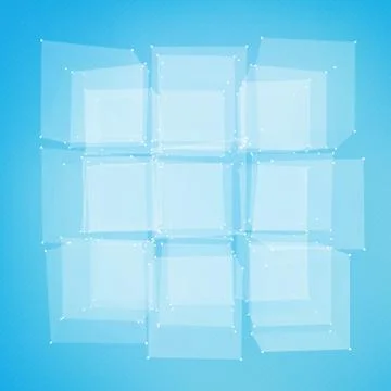 Abstract vector mesh background. Chaotically connected points and polygons fl Stock Illustration