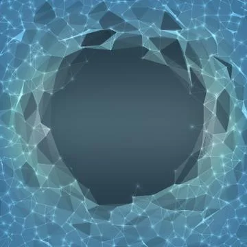 Abstract vector mesh background. Chaotically connected points and polygons fl Illustrazione stock