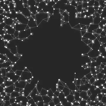 Abstract vector mesh background. Chaotically connected points and polygons fl Illustrazione stock
