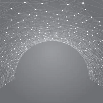 Abstract vector mesh background. Chaotically connected points and polygons fl Illustrazione stock