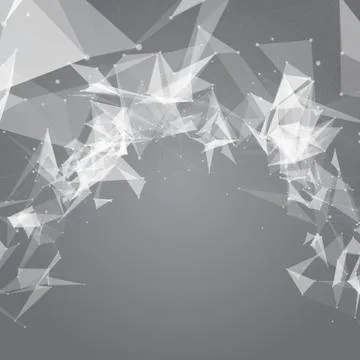 Abstract vector mesh background. Chaotically connected points and polygons fl Illustrazione stock