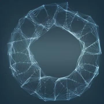 Abstract vector mesh background. Chaotically connected points and polygons fl Illustrazione stock